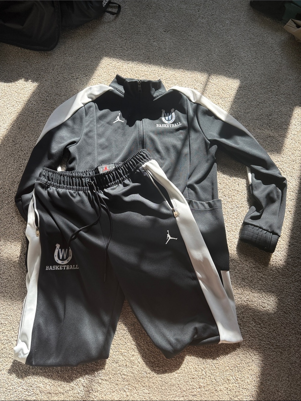 Black and White Basketball Track Pants - Jordan Style